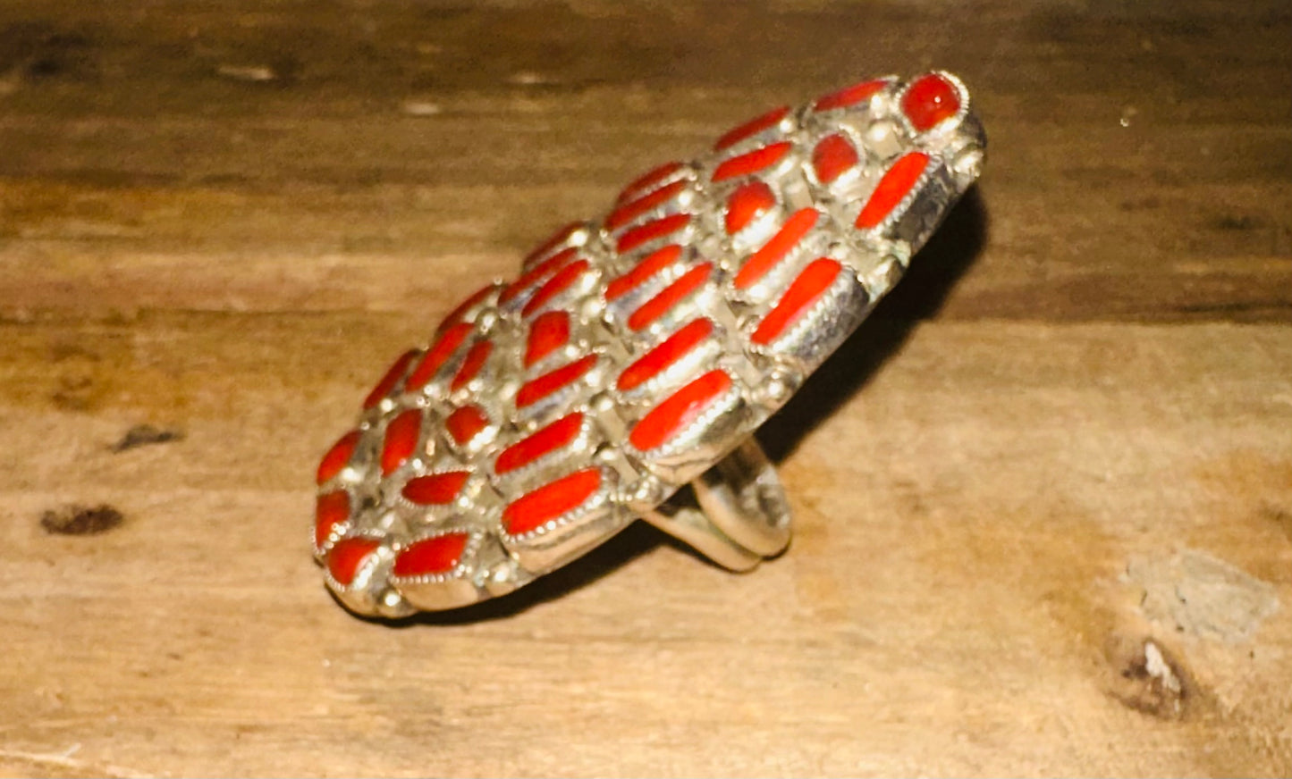 Zuni Mediterranean Coral Adjustable Ring