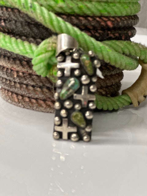 Chimney Butte Southwestern Large Sterling Silver Cross/dot Pendant