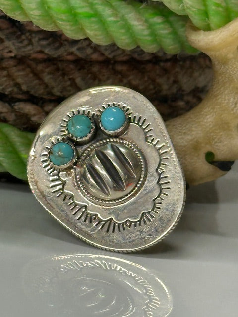 Turquoise Sterling Silver Cowboy Hat Ring