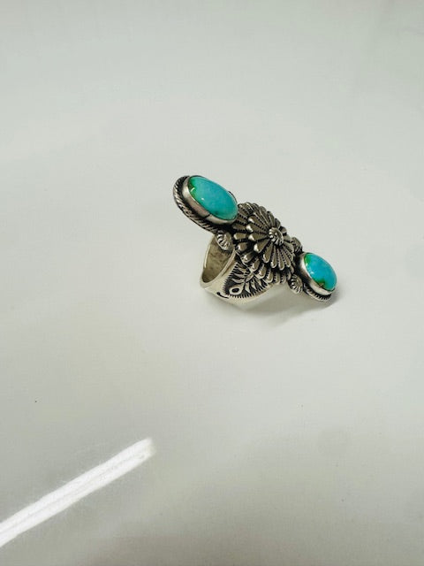 Navajo Turquoise Ring by Samuel Yellowhair.