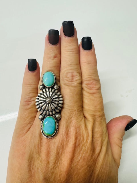 Navajo Turquoise Ring by Samuel Yellowhair.